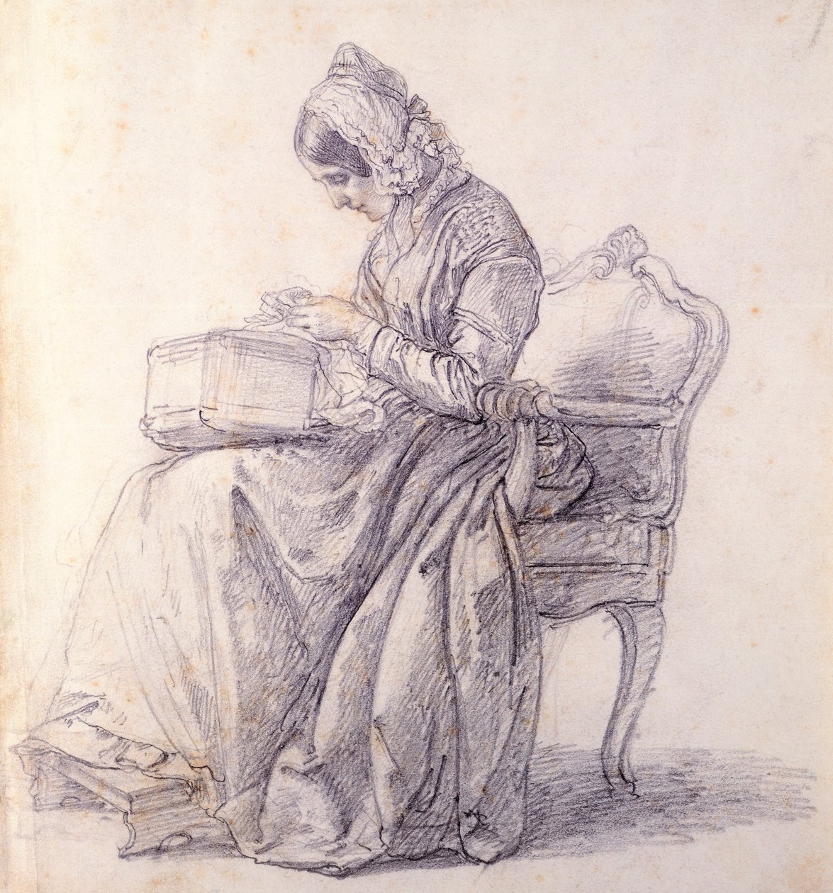 Karısının portresi, Francesco Hayez (1791-1882), çizim by Francesco Hayez
