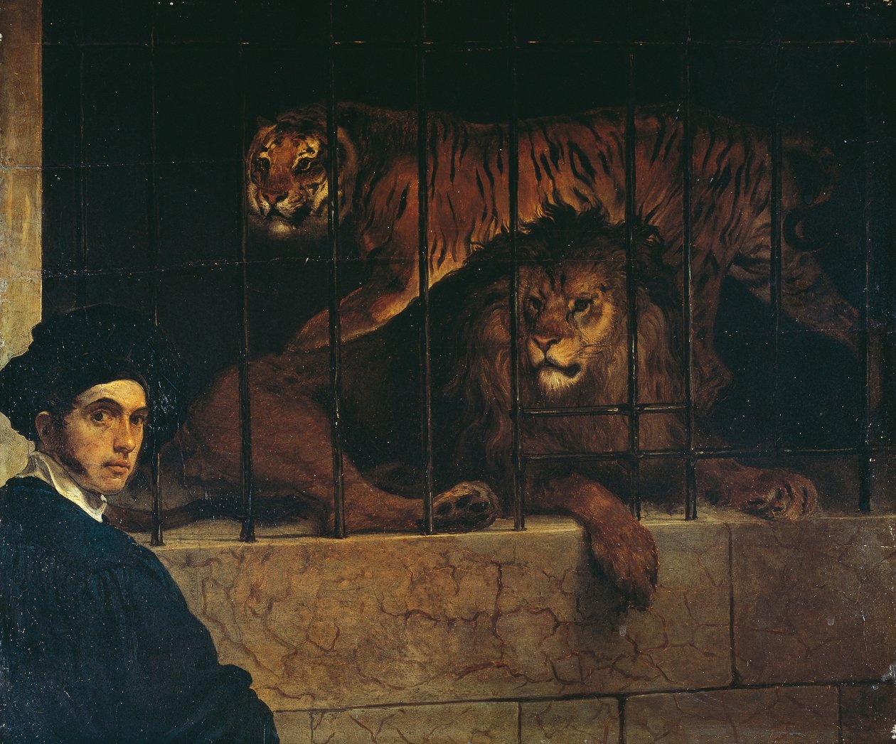 Francesco Hayez tarafından Kaplan ve Aslan ile Otoportre by Francesco Hayez