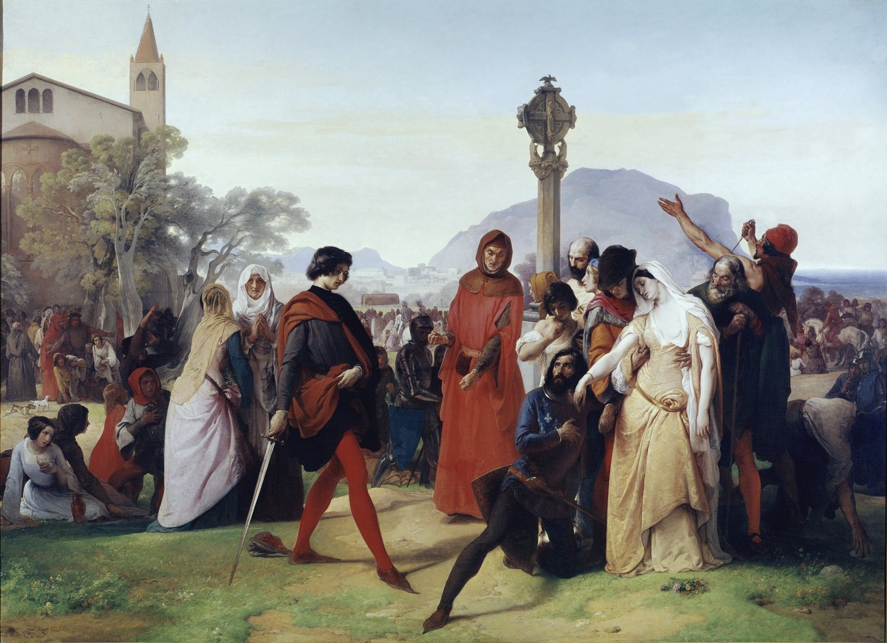 Sicilya Vespers: Paskalya Salı - Sicilyalılar tarafından Fransız katliamları, 31 Mart by Francesco Hayez