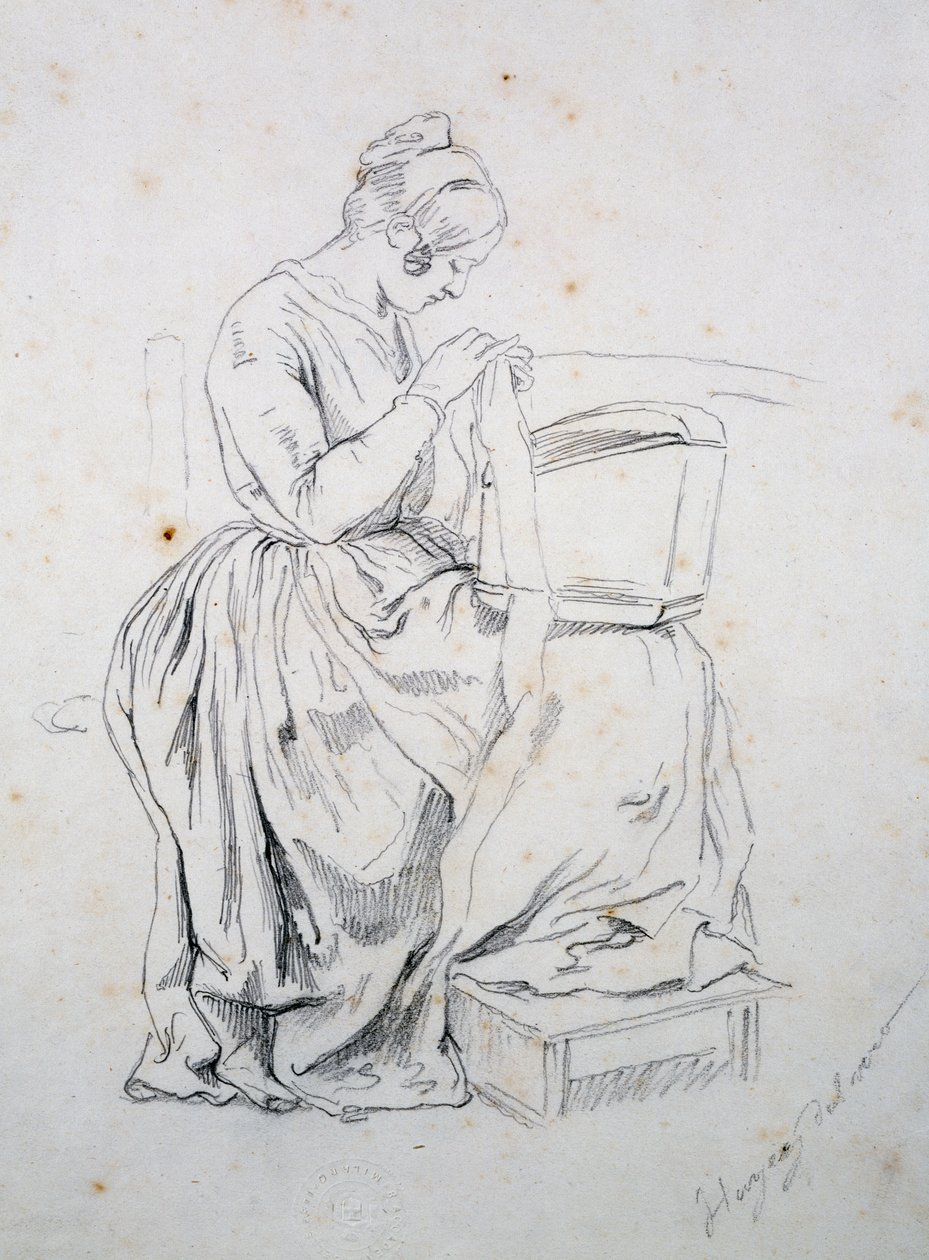 Karısının Portresi için Çalışma by Francesco Hayez