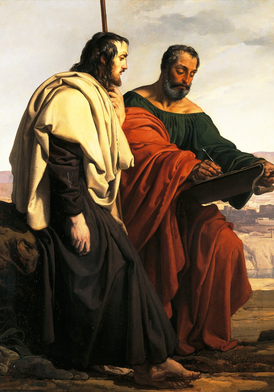 Havariler Philip ve James vaazlarına giderken, yani üç renkli giyinmiş iki sürgün vatansever by Francesco Hayez