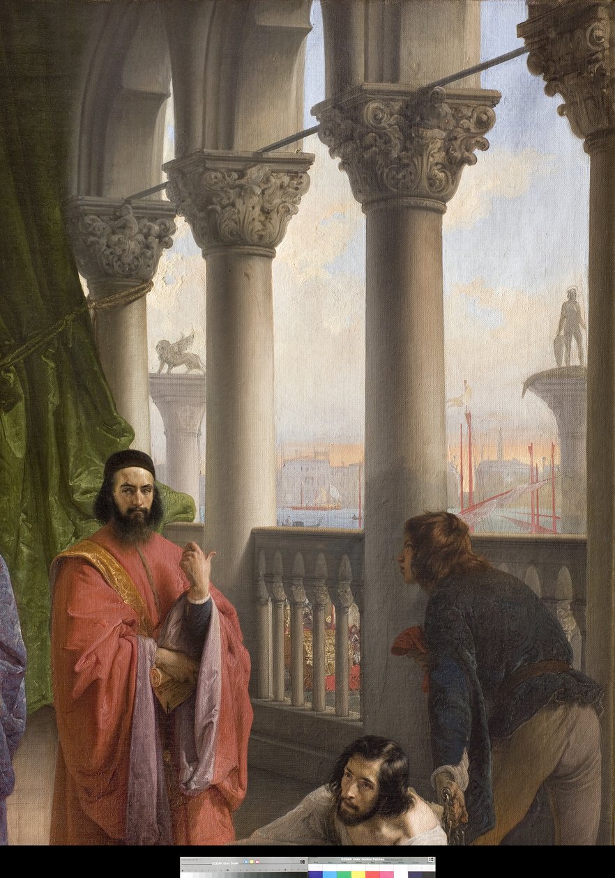 Jacopo Foscari ve ailesi arasında sürgün edilmeden önceki son görüşme, 1838-40 by Francesco Hayez