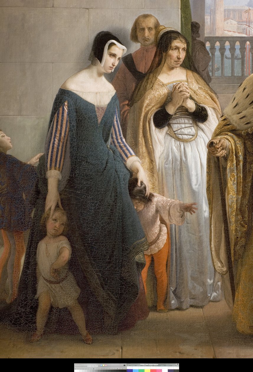 Jacopo Foscari ve ailesi arasında sürgün edilmeden önceki son görüşme, 1838-40 by Francesco Hayez