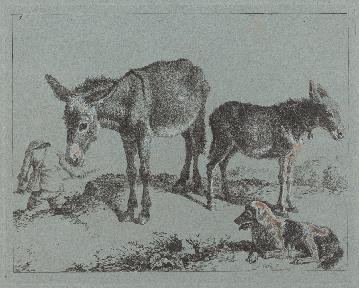 Tayı, Köpeği ve Köylü Adamıyla Eşek, 17621763. by Francesco Londonio