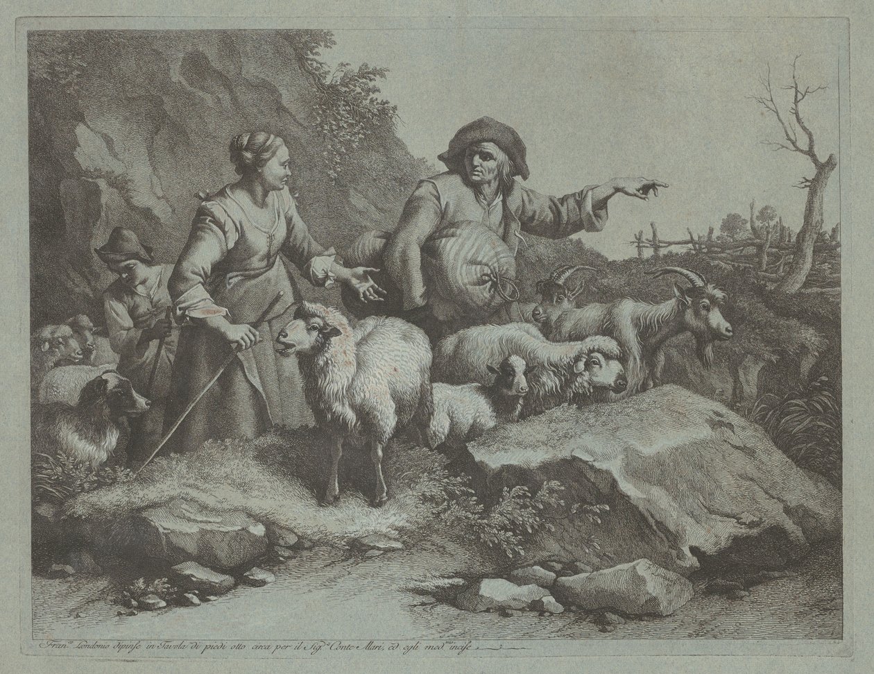 Çuvallı Köylü Adam ve İki Çoban, 1765'ten Sonra. by Francesco Londonio