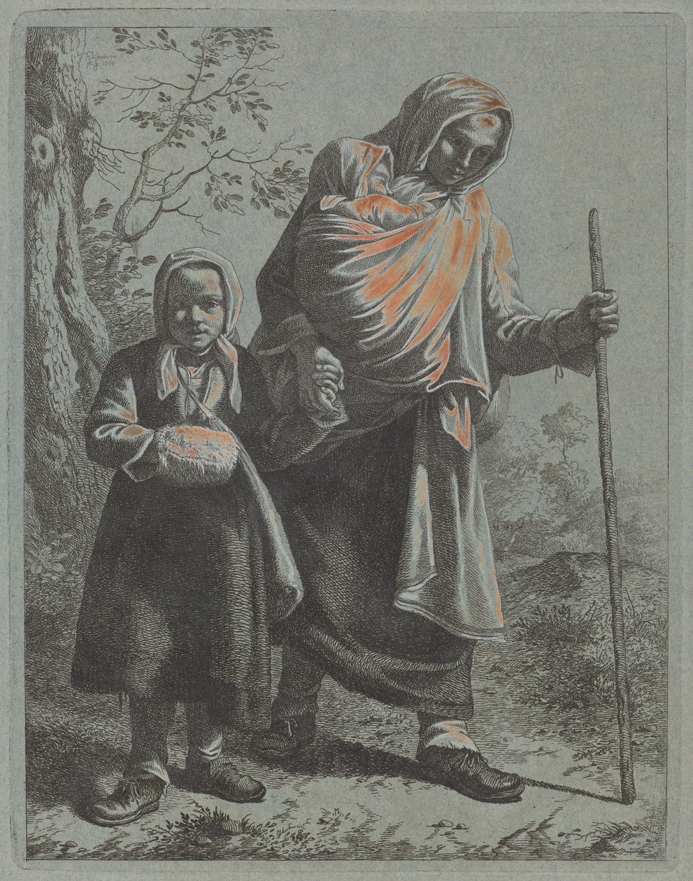 Bebekli ve Küçük Kızlı Köylü Kadın, 17601764. by Francesco Londonio