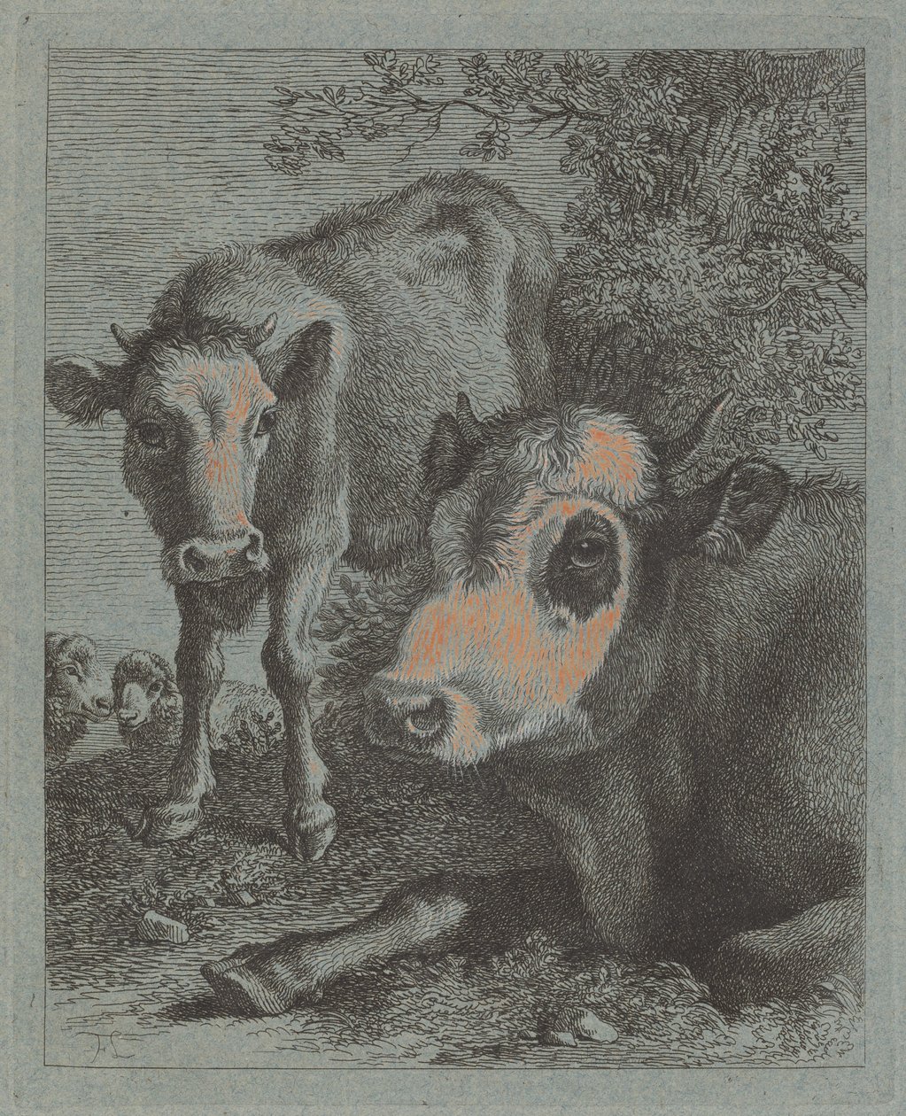 Açıkta Yatan İnek ve Buzağı, 17581759. by Francesco Londonio