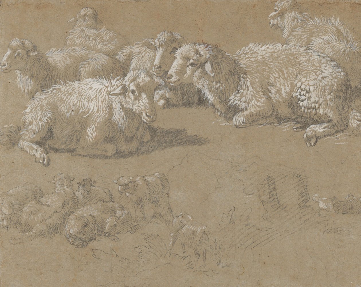 Bir Manzarada Yatan Koyun, 1759-82. by Francesco Londonio