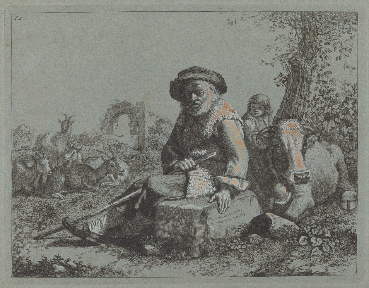 Oturan Yaşlı Adam by Francesco Londonio