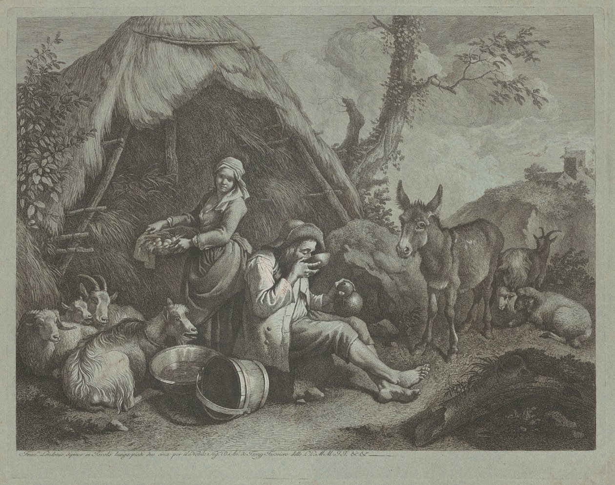 Yumurta Sepeti Oturan Yaşlı Adam ve Kadın, 17591782. by Francesco Londonio