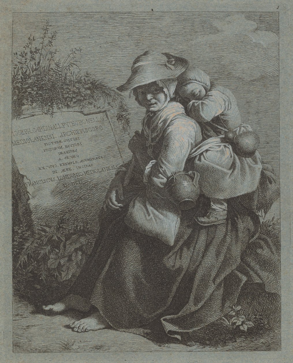 Oturan ve Uyuyan Çocuğu Oturan Köylü Kadın, 17581759. by Francesco Londonio