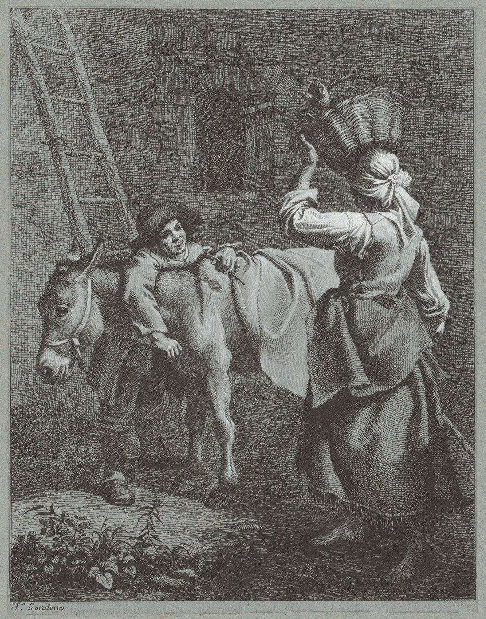 Çiftlik Kızıyla Konuşan Çoban Çocuk by Francesco Londonio