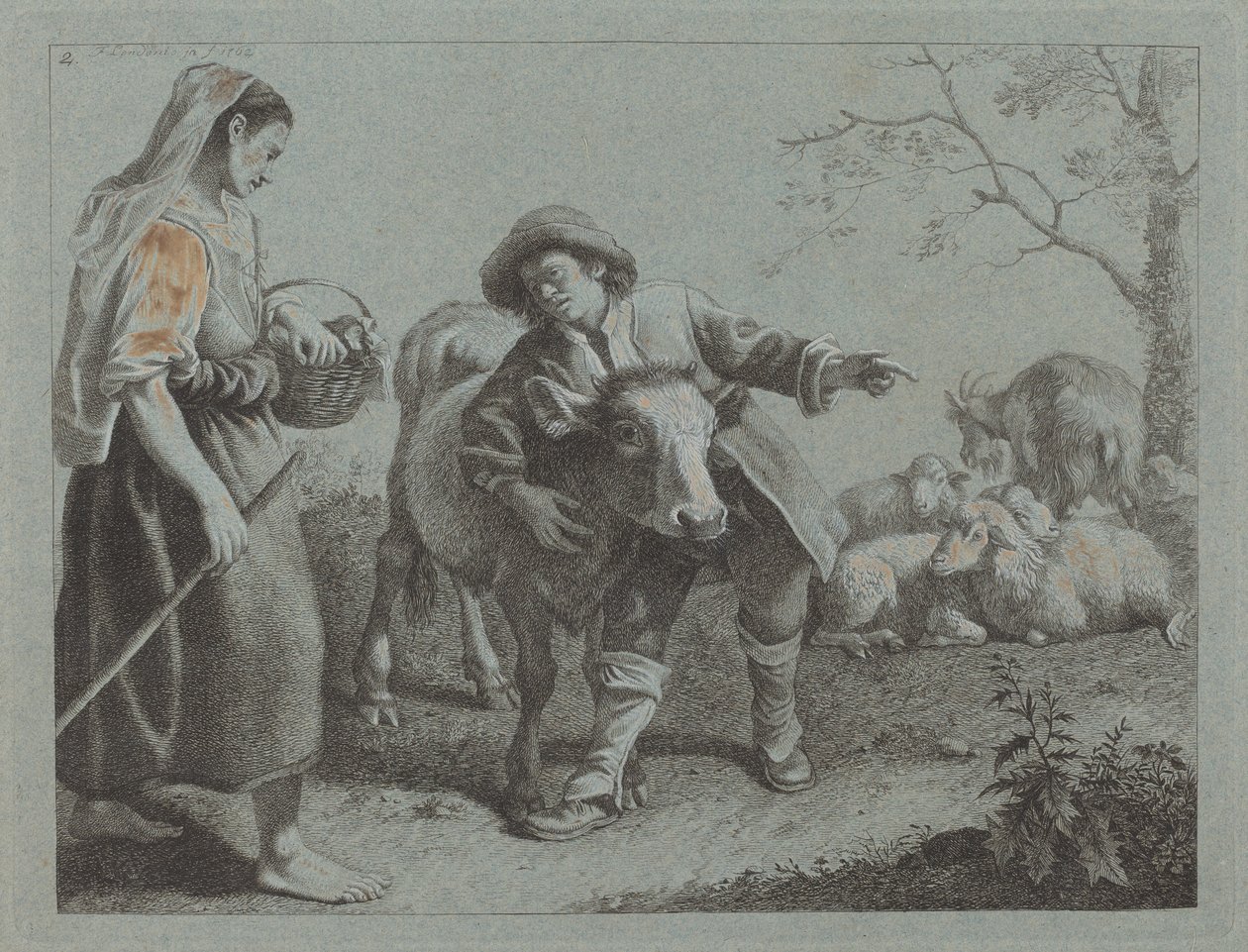 Bir Çobana Yön Gösteren Çoban, 1762. by Francesco Londonio