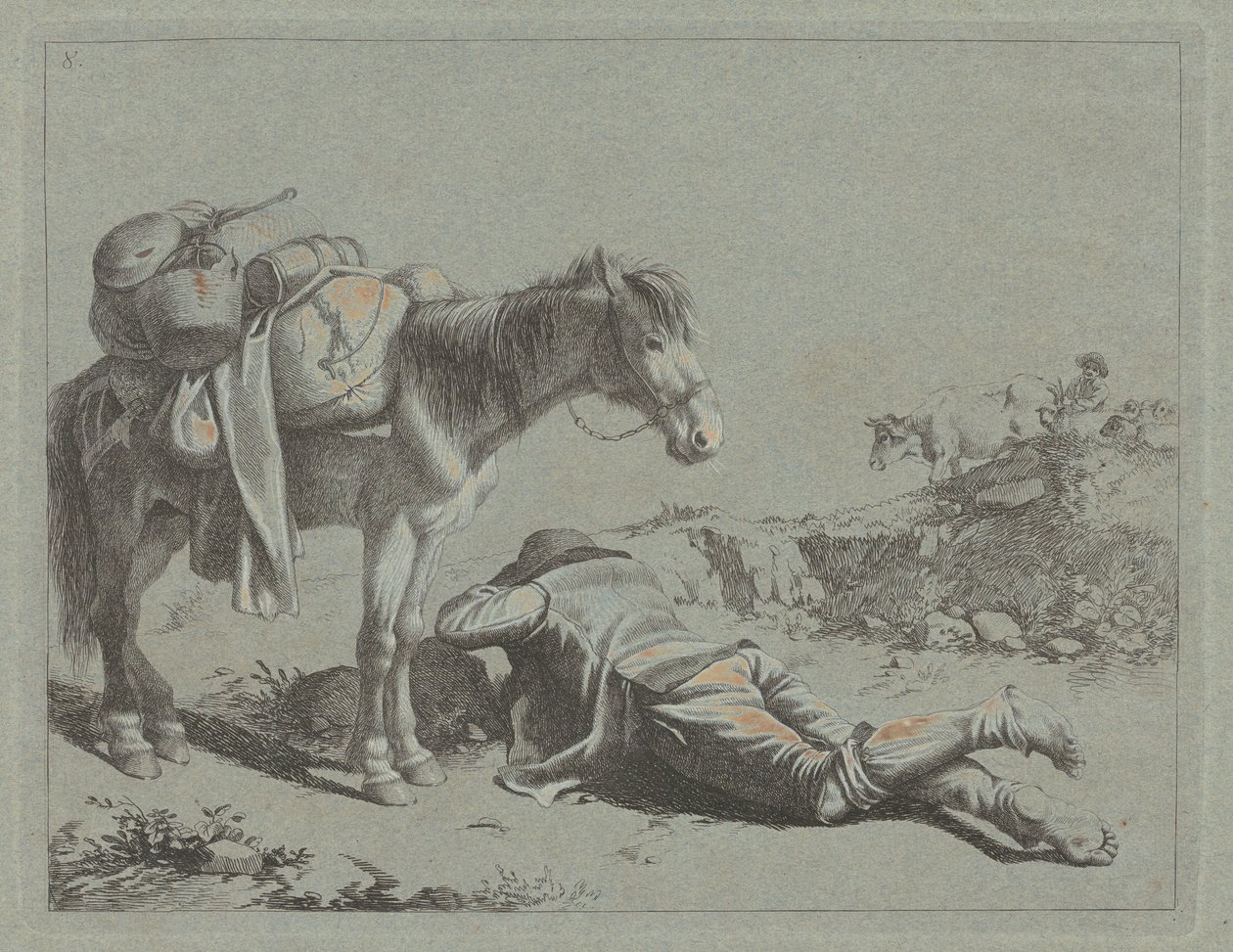 Bir Sürü Atı Yakınında Dinlenen Çoban, c. 1762. by Francesco Londonio