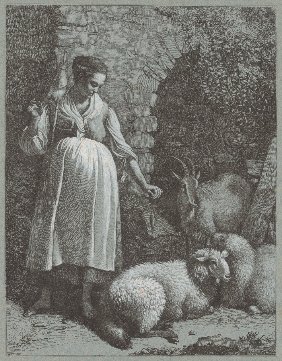 Kemerle İplik Eden Kadın, 1764. by Francesco Londonio