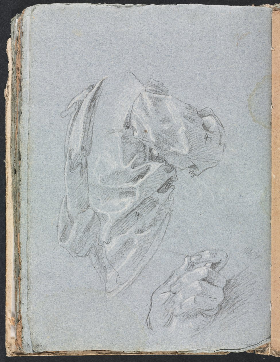 Verona Sketchbook: Perdelik çalışması, sol sayfa 86, 1760. by Francesco Lorenzi