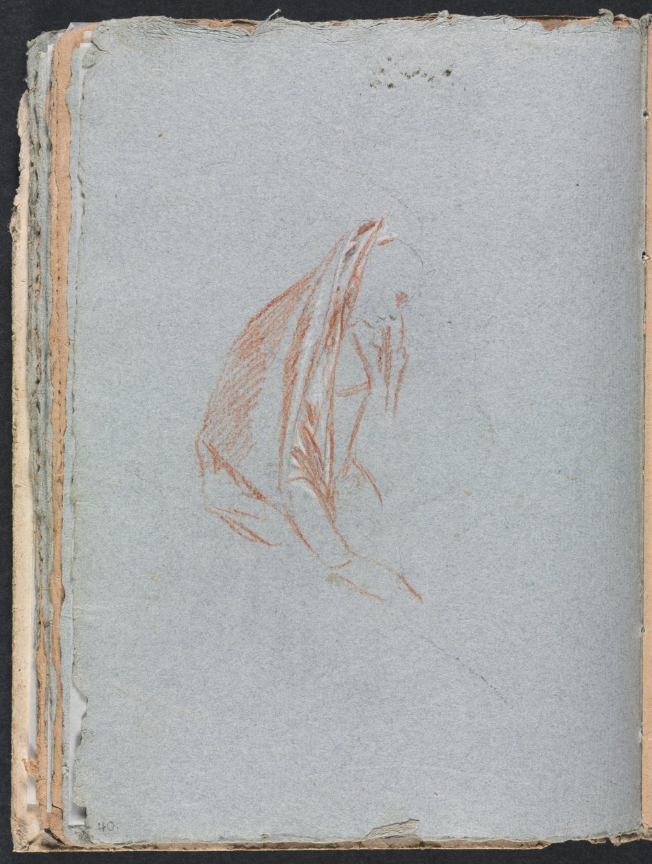 Verona Sketchbook: Pelerinli kadın figürü, sayfa 40, 1760. by Francesco Lorenzi