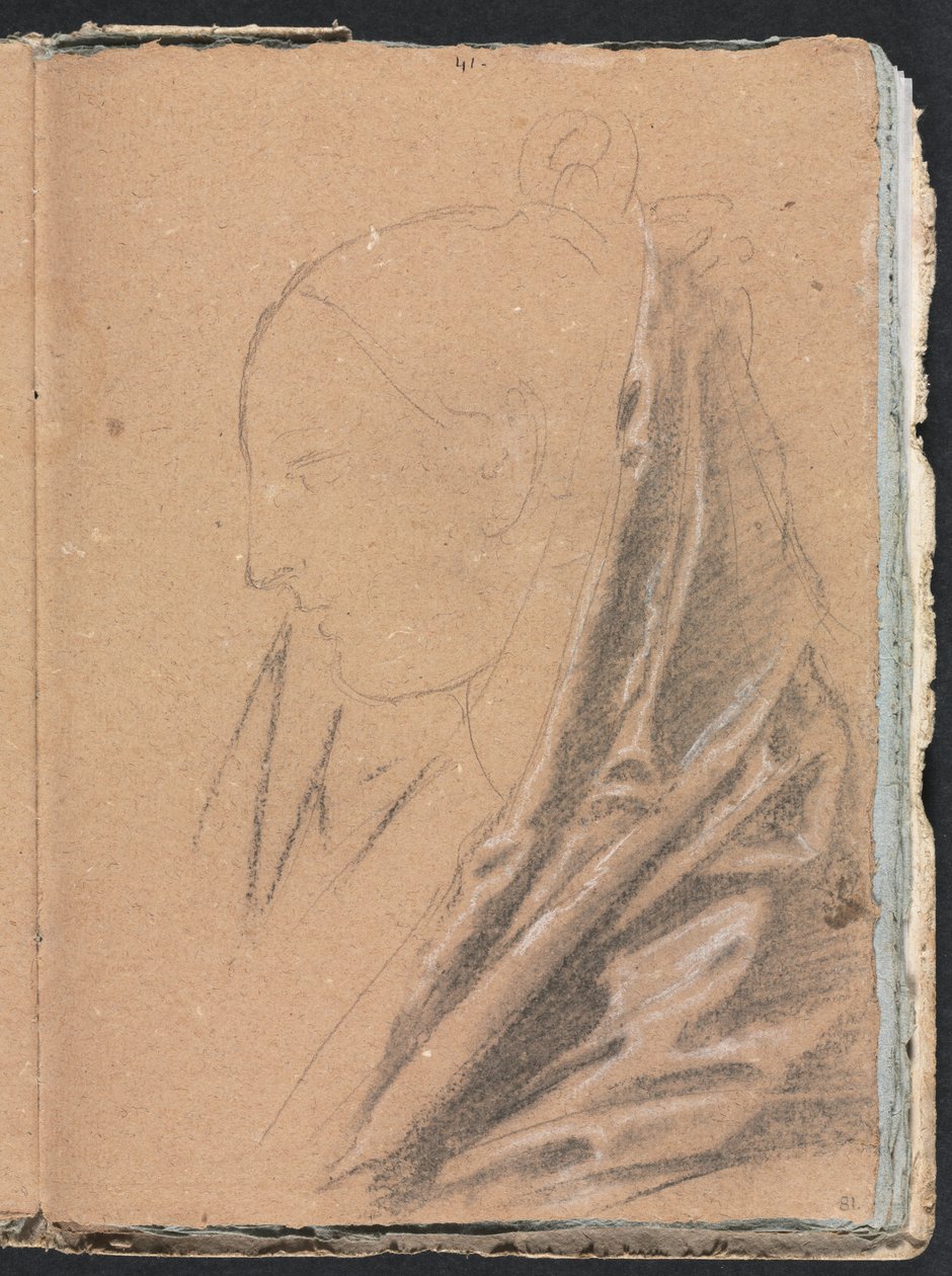 Verona Sketchbook: Perdeli kadın kafası, sayfa 81, 1760. by Francesco Lorenzi