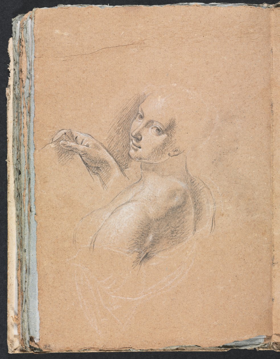 Verona Sketchbook: Sol omzunun üzerinden bakan çıplak kadın, sayfa 74, 1760. by Francesco Lorenzi