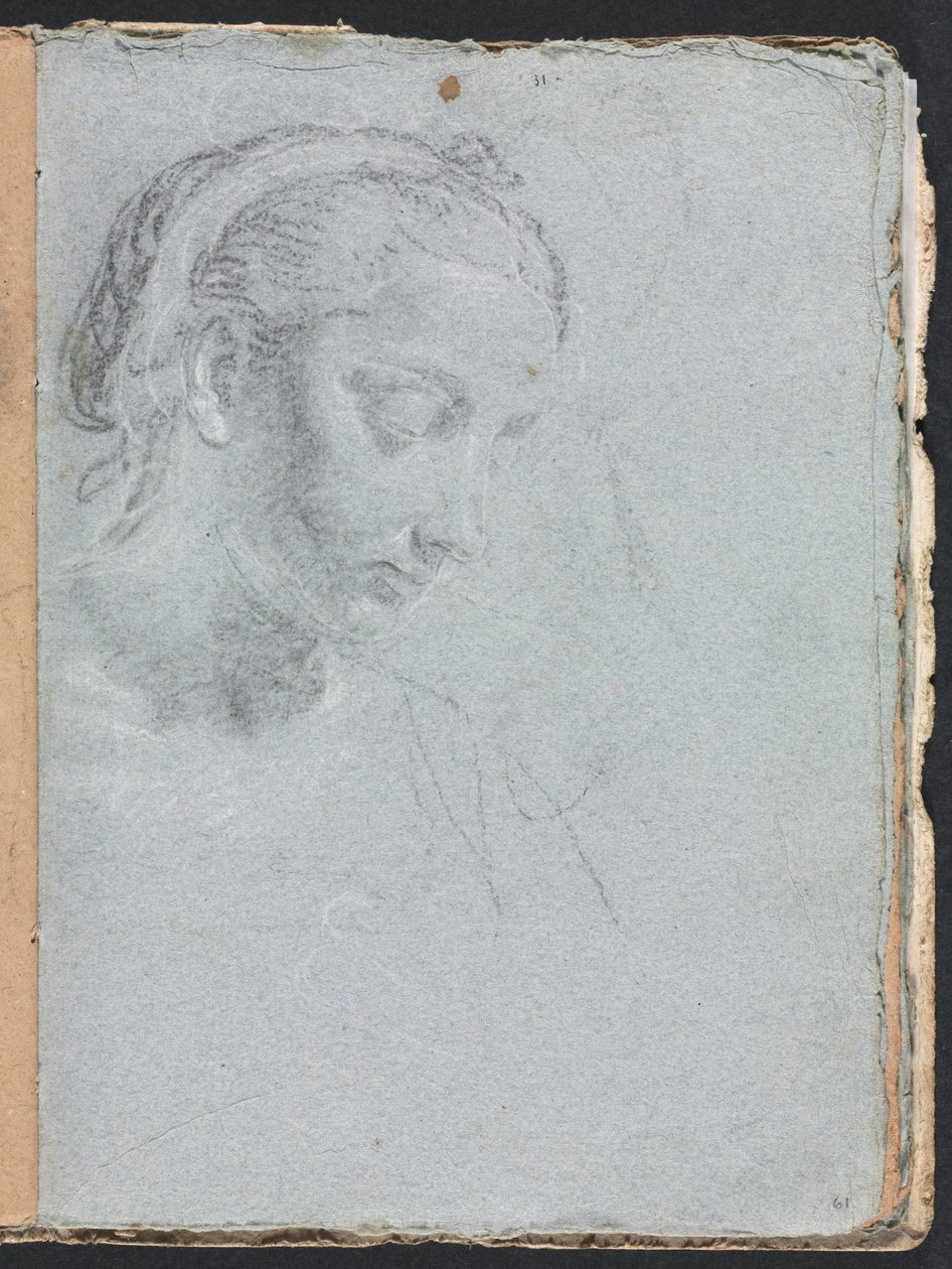 Verona Sketchbook: Bir kadının baş ve omuzları, sayfa 61, 1760. by Francesco Lorenzi