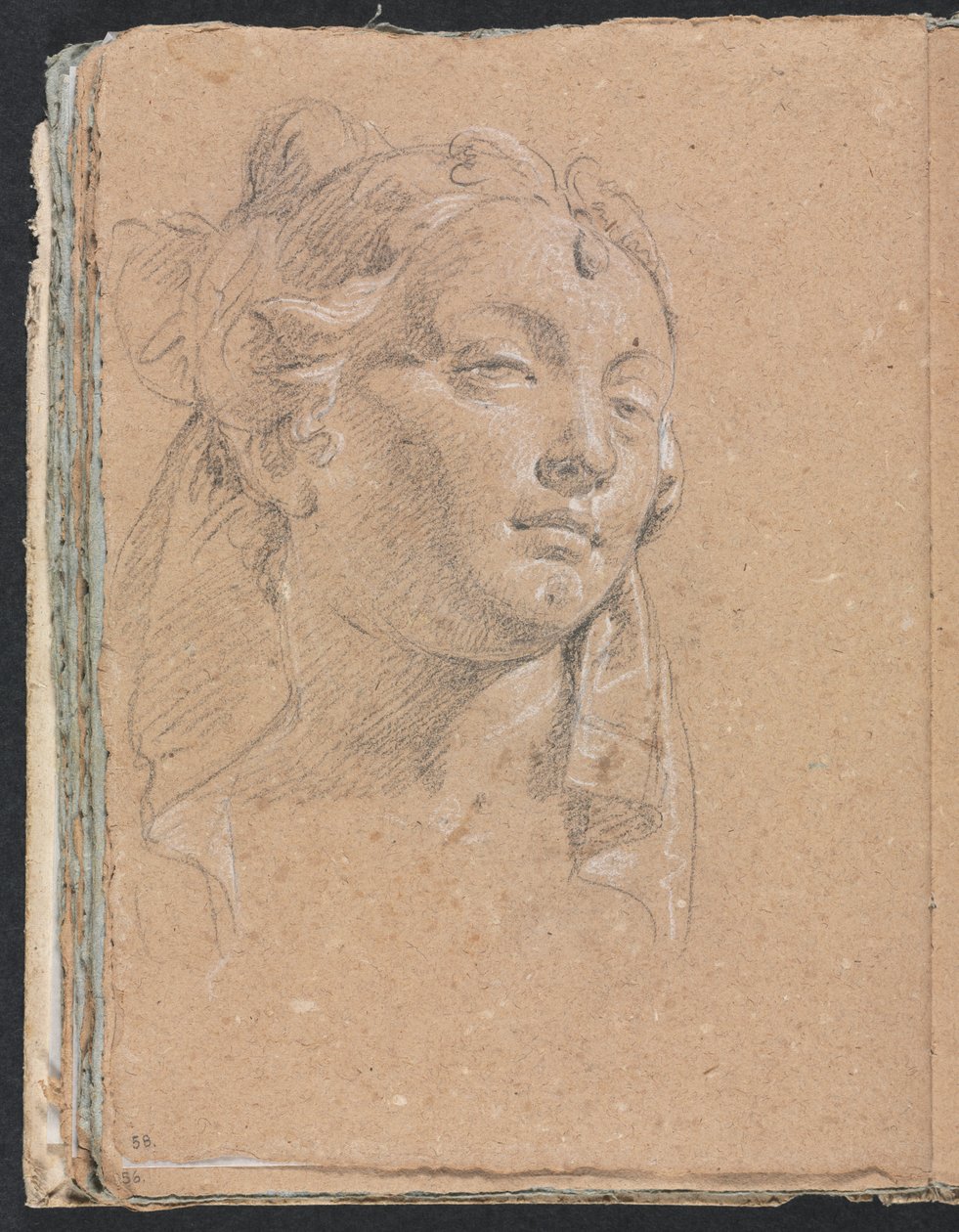 Verona Sketchbook: Bir kadının başı, sayfa 58, 1760. by Francesco Lorenzi