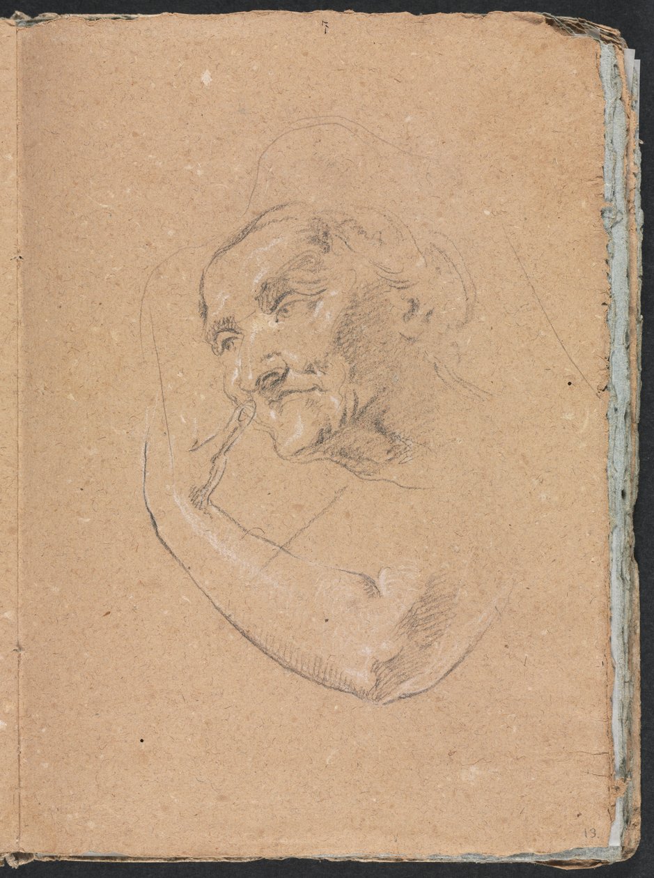 Verona Sketchbook: Sol kolu olan bir kadının başı, sayfa 13, 1760. by Francesco Lorenzi
