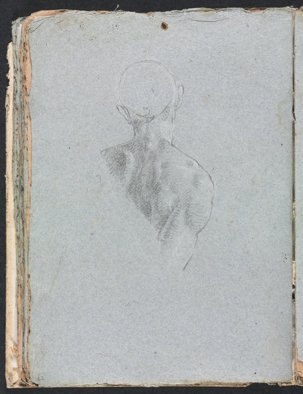 Verona Sketchbook: Erkek çıplak baş ve omuzlar, sayfa 62, 1760