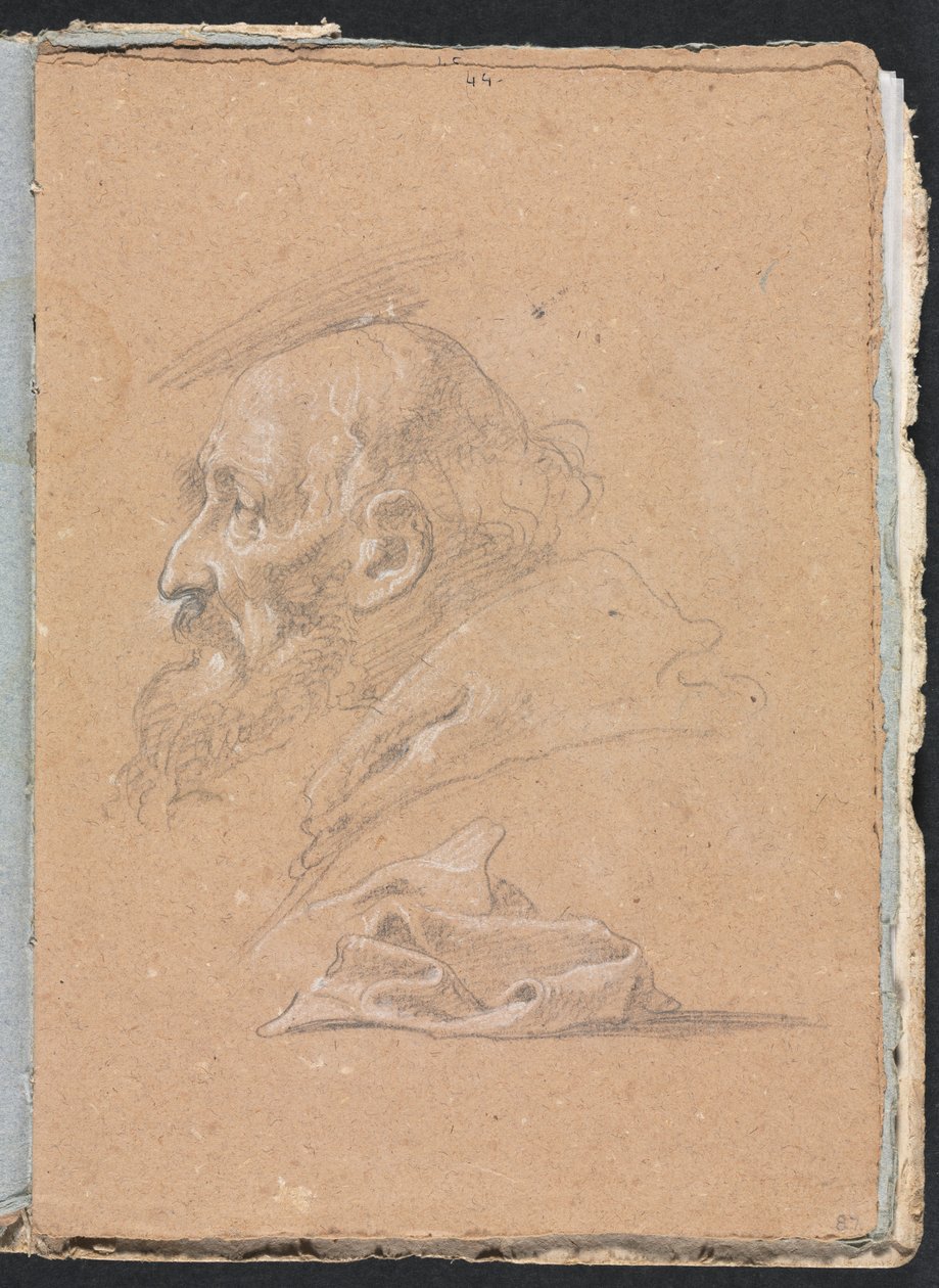 Verona Sketchbook: Perdelik sayfa 87, 1760 ile profilde Monk. by Francesco Lorenzi