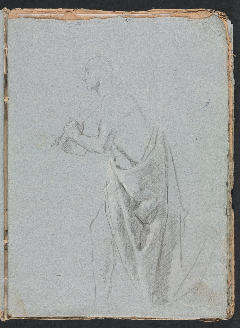 Verona Sketchbook: Perdeli ayakta duran erkek sayfa 19, 1760. by Francesco Lorenzi