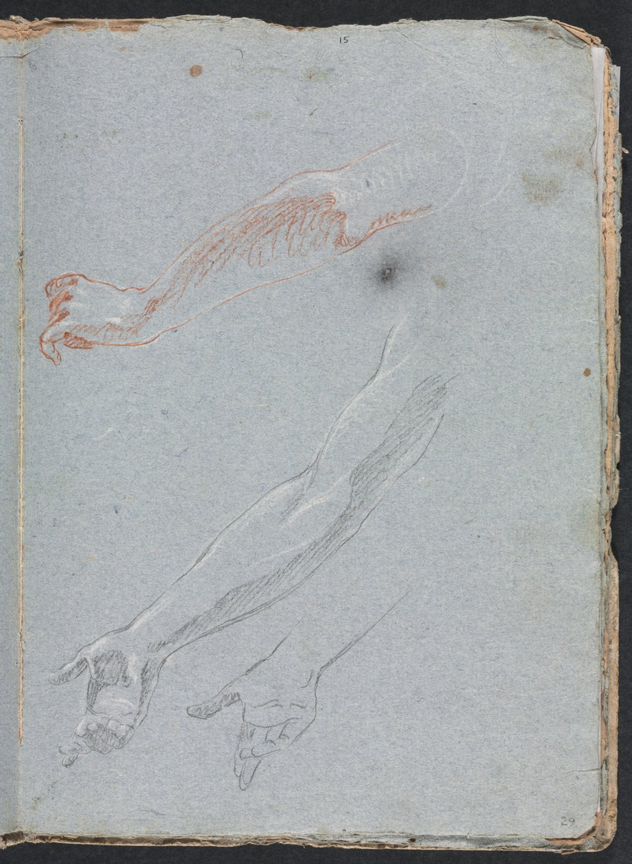 Verona Sketchbook: Ellerin ve kolların incelenmesi sayfa 29, 1760. by Francesco Lorenzi