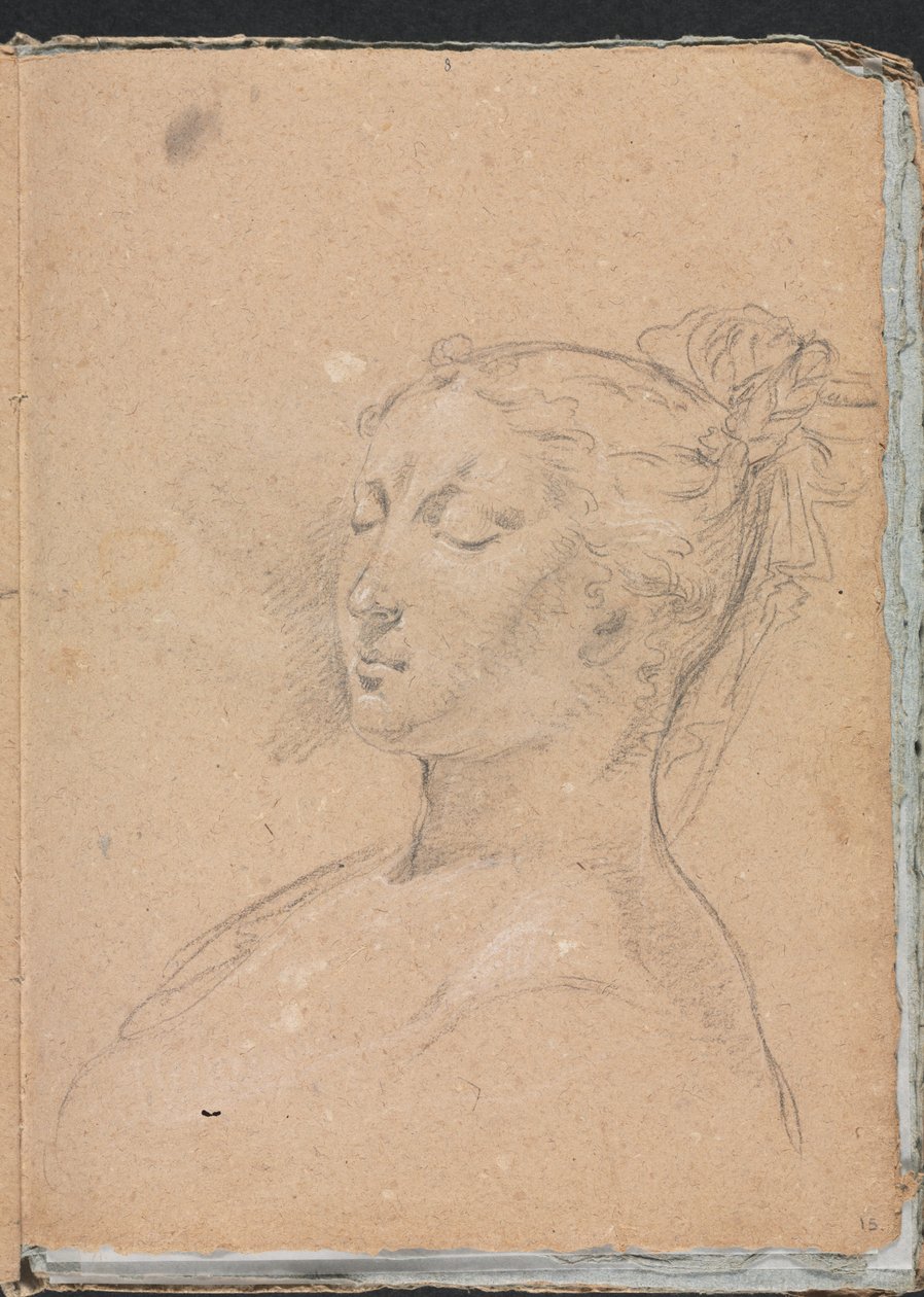 Verona Sketchbook: Gözleri kapalı kadın, sayfa 15, 1760. by Francesco Lorenzi