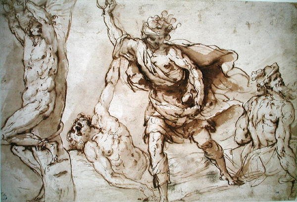 Aziz Sebastian Şehitliği ve Aziz Stephen Taşlama Çalışmaları (kağıt üzerinde w.c) by Francesco Maffei
