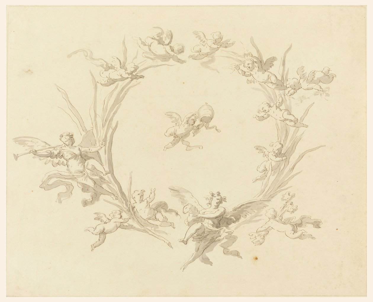 Çizim, Fresk Dekorasyonu Çalışması, Quirinal Sarayı, Roma, 1815–16 by Francesco Manno