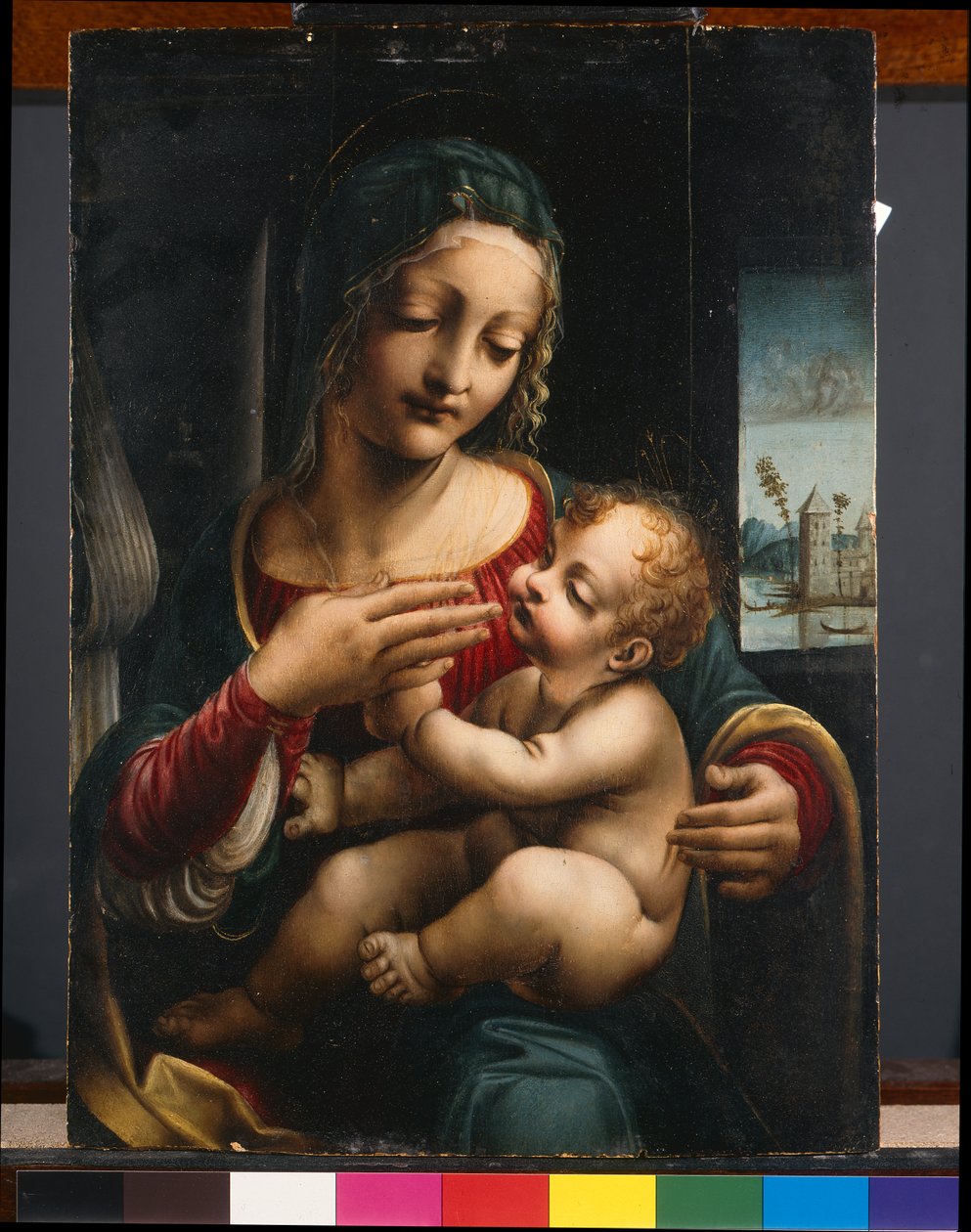 Bakire ve Çocuk, c.1490-1500 (panelde yağlı boya) by Francesco Napoletano