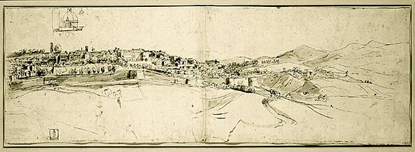 Roma manzarası (kalem ve mürekkep ve kağıt üzerinde yıkama) by Francesco Panini