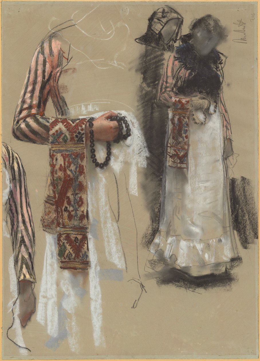 kilise için giyinmiş güney italyan kadın by Francesco Paolo Michetti
