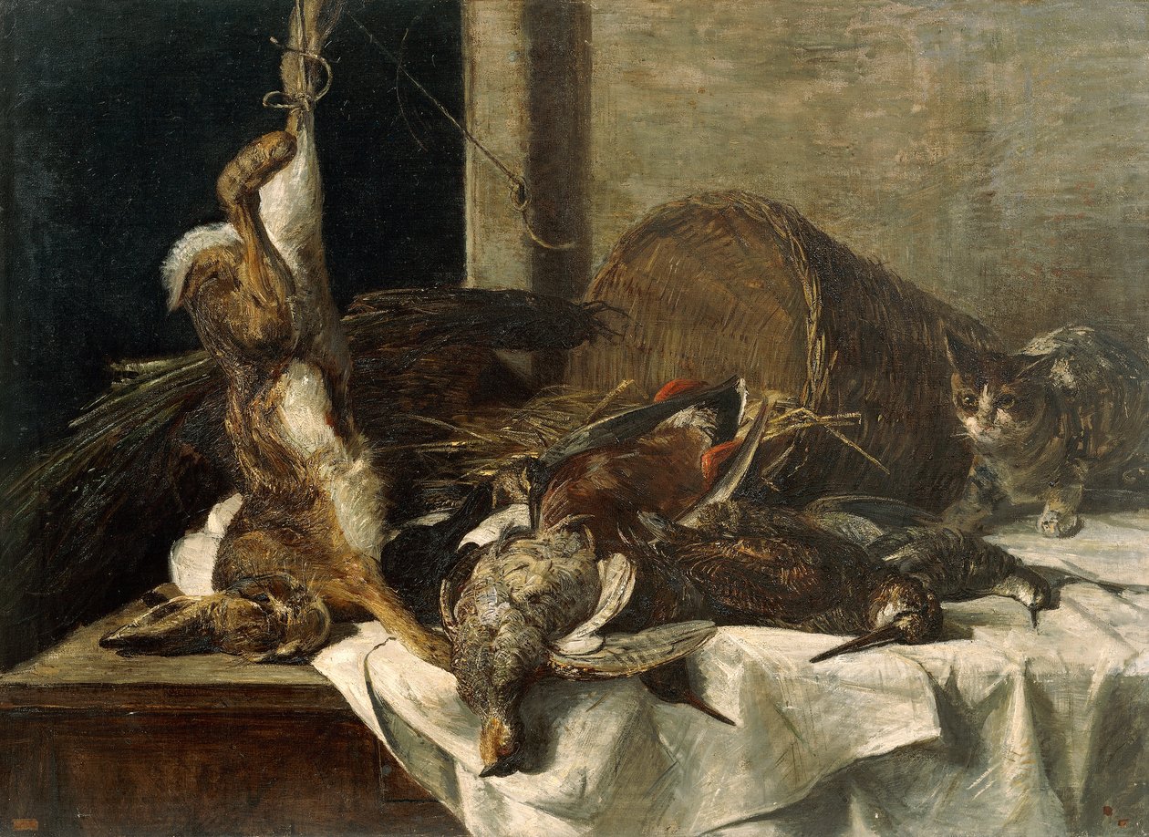 Caggiagione ile natürmort (tuval üzerine yağlı boya) by Francesco Paolo Palizzi