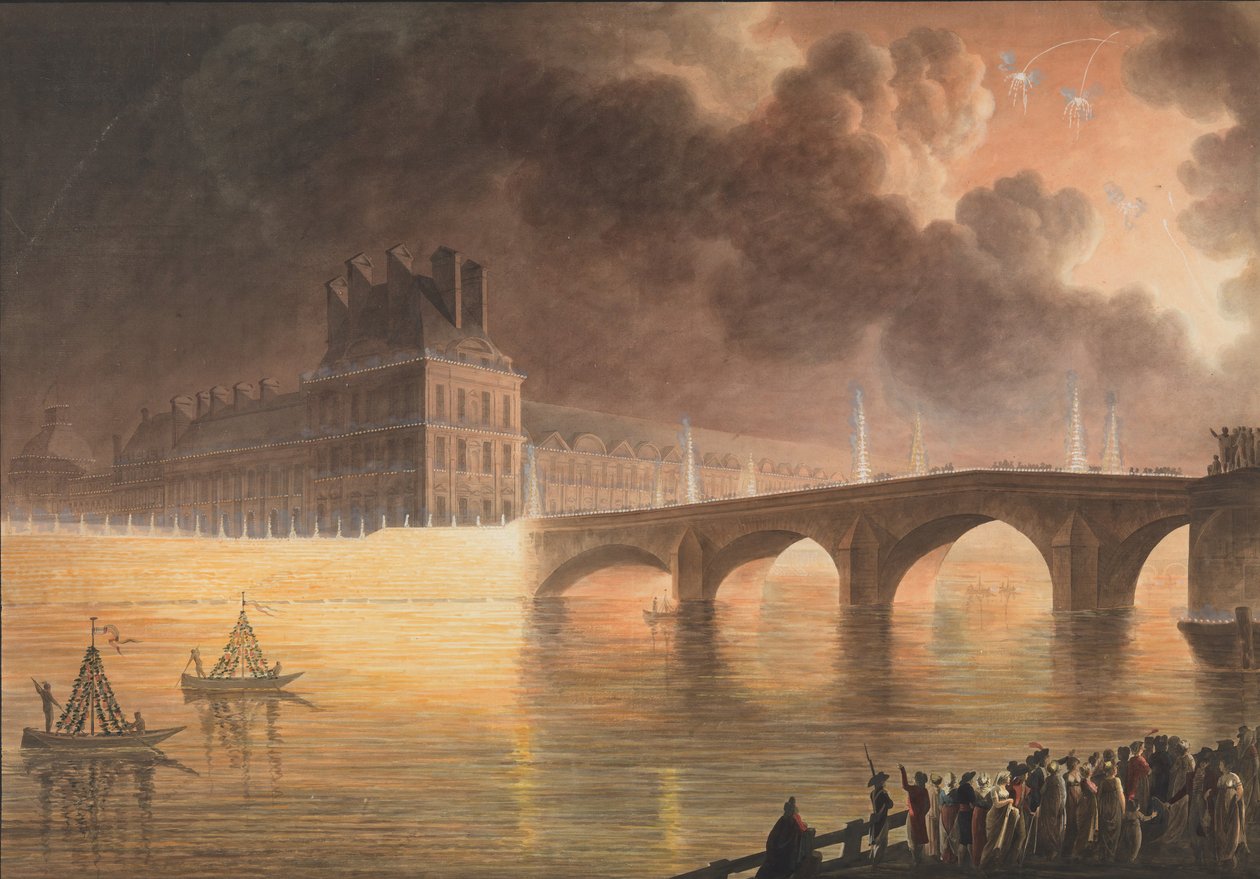 18 Brumaire'de Paris'te verilen Genel Barış Ziyafeti. Kraliyet Köprüsü, 1801-2 by Francesco Piranesi