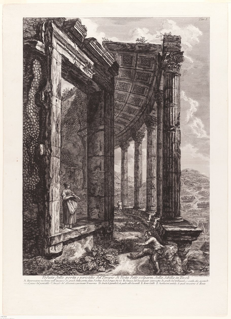 Vesta Tapınağı Kapısı ve Peristil Görünümü by Francesco Piranesi