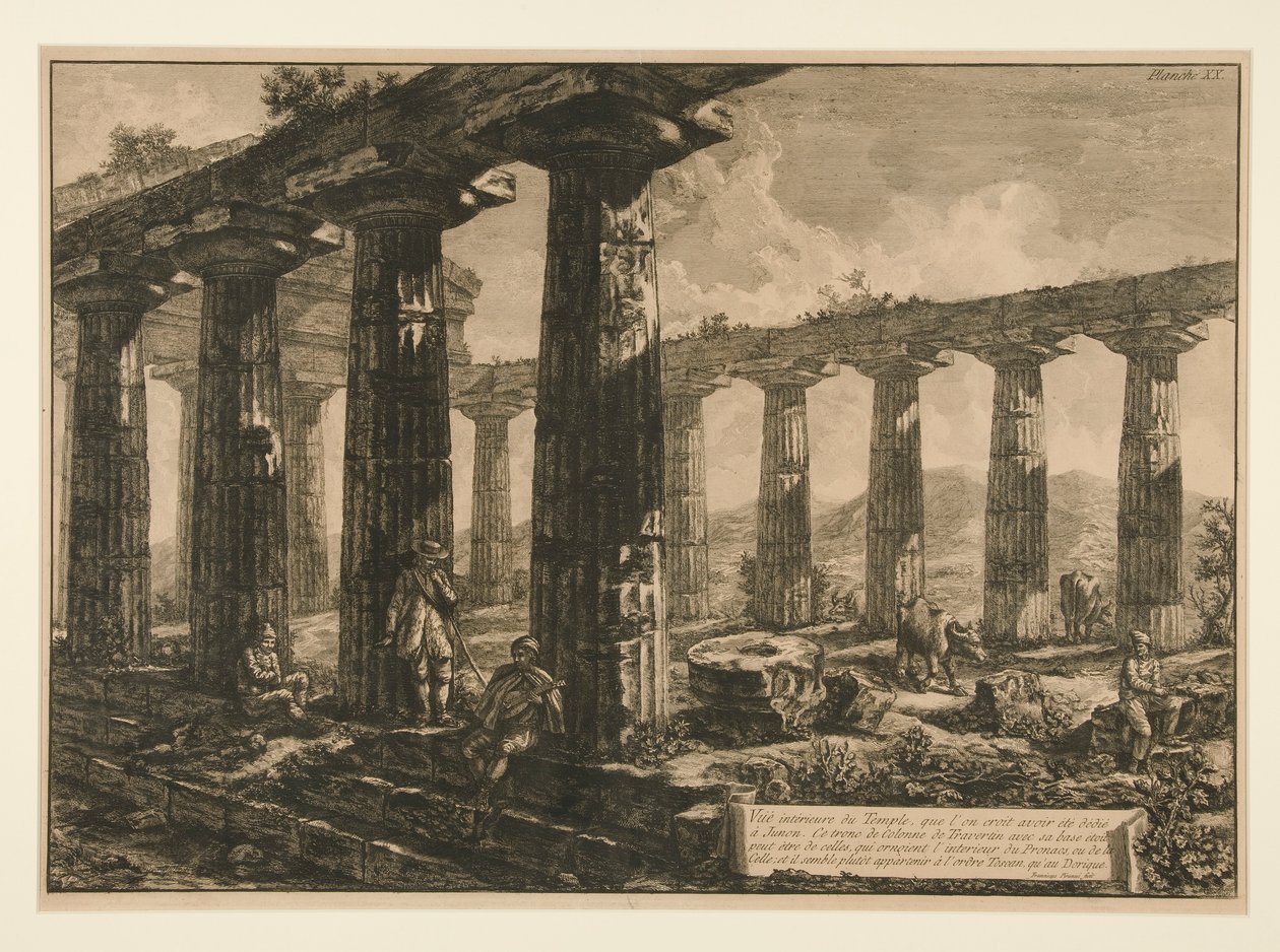 Tapınağın iç görünümü, by Francesco Piranesi