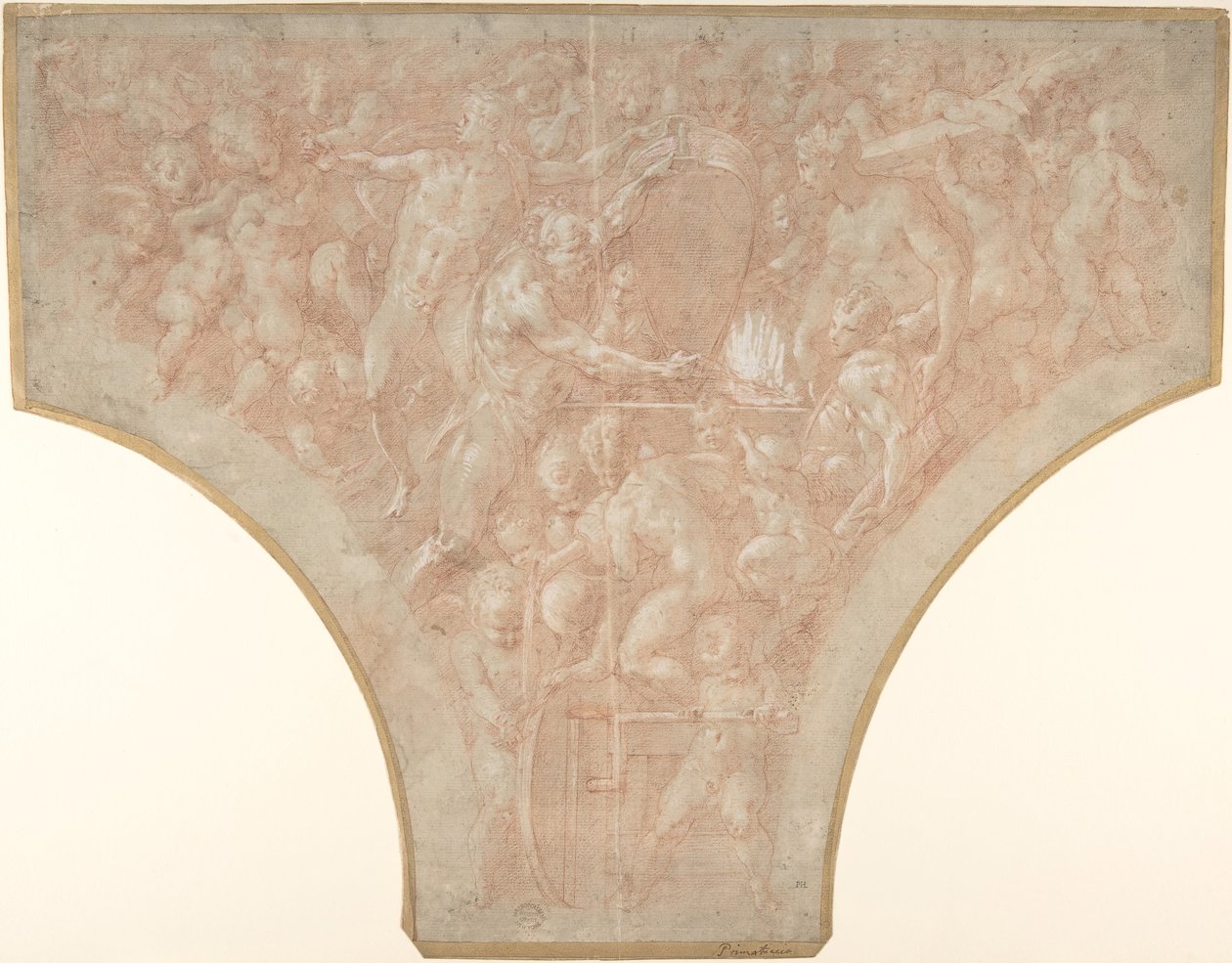 Vulcan Aşk Tanrısının Dartlarını Dövme, 1552-56. by Francesco Primaticcio