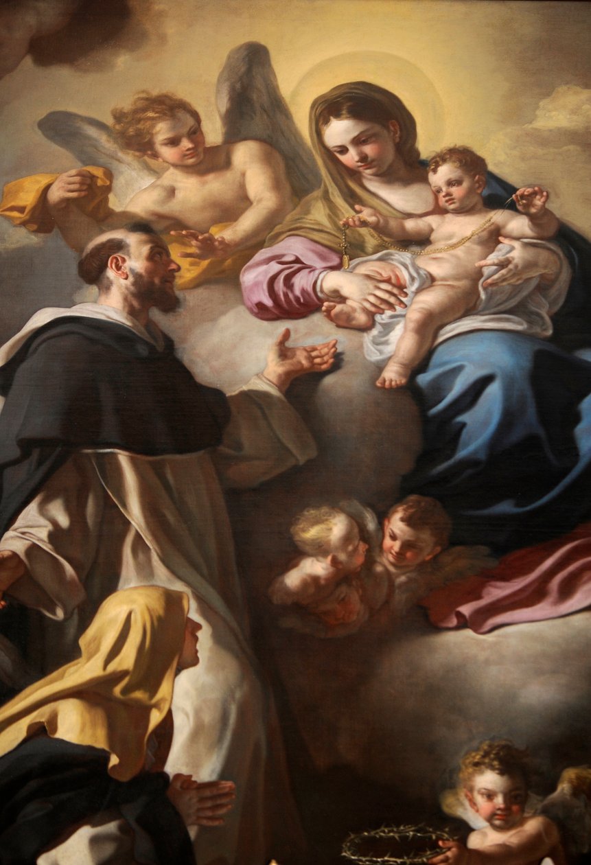 Aziz Dominic ve Catherine ile Tesbih Madonna by Francesco Solimena