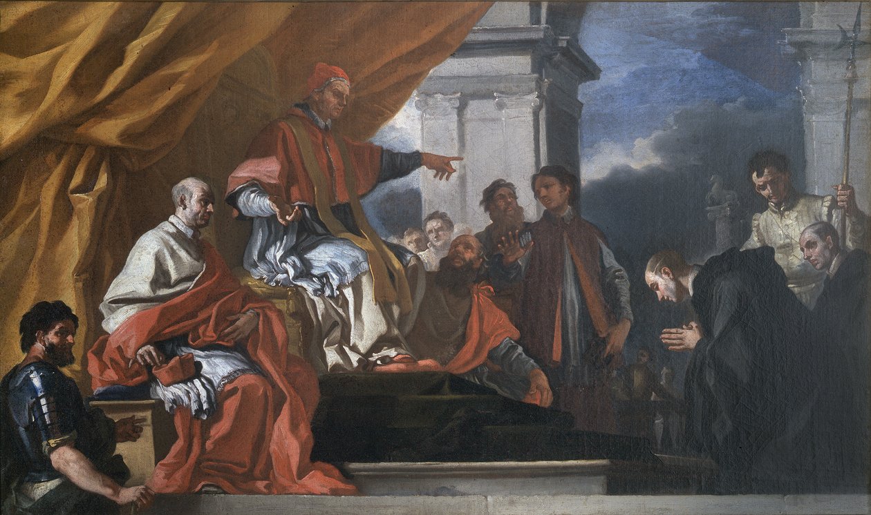 Aziz Willibald, Saksonları müjdelemeye gitmeden önce Papa III. by Francesco Solimena