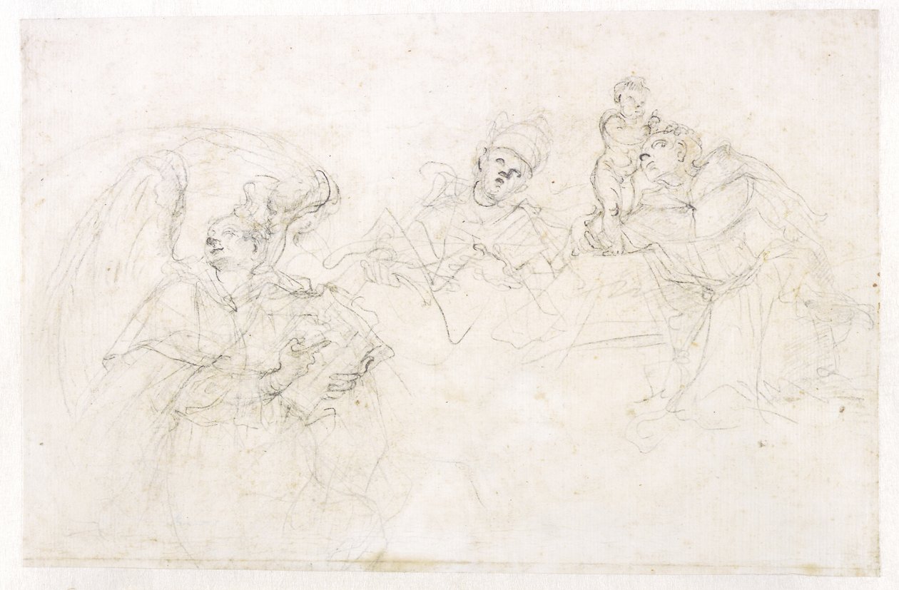 Üç aziz: Sts Vincent Ferrer, bir papa ve Padovalı Anthony by Francesco Solimena