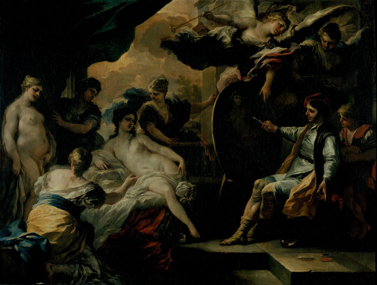 Zeuxis ve Krotonlu Bakireler (bakır üstüne yağ) by Francesco Solimena