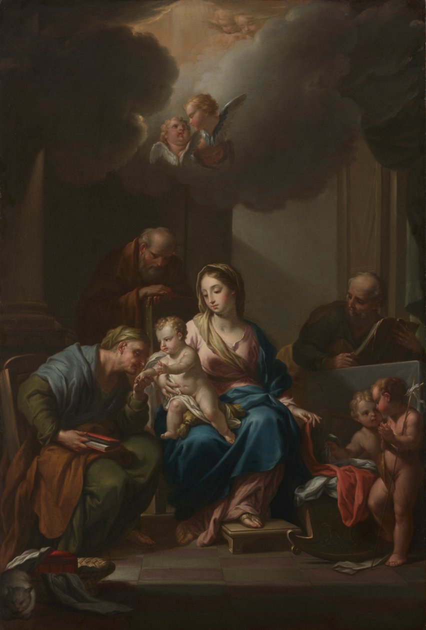 "Aziz Anne, Joachim ve Vaftizci Yahya ile Kutsal Aile" için Sunum Taslağı (Via Lata, Roma'daki Santa Maria için) by Francesco Trevisani