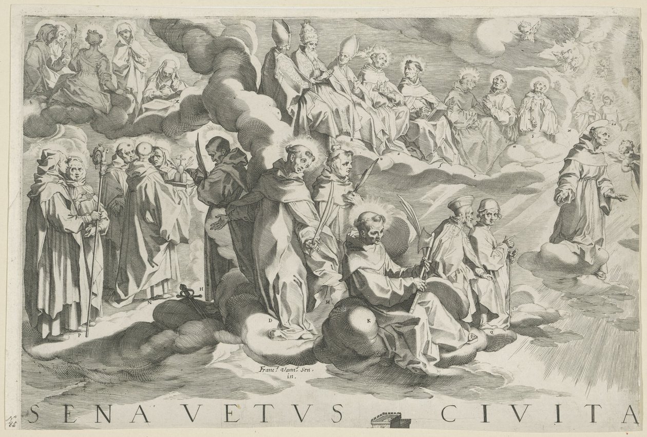 Siena Haritası (sol üst kısım) Senavetus civitas virginis (nesnedeki başlık) by Francesco Vanni