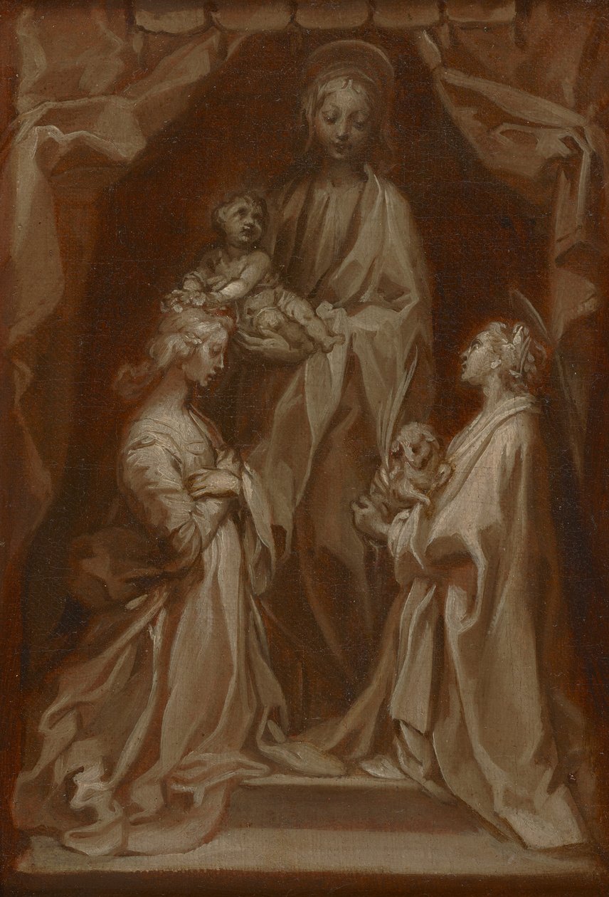 Aziz Cecilia ve Agnes ile Bakire ve Çocuk için Çalışma by Francesco Vanni