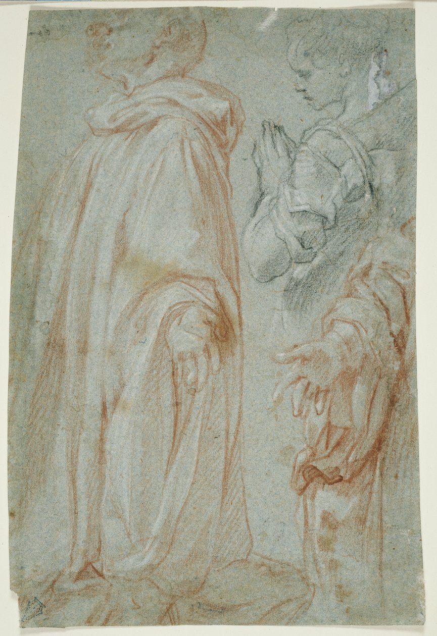 Bir Kadın Aziz ve San Silvestro Gozzalini tarafından Tapılan Dirilen Mesih için üç çalışma, 1607 by Francesco Vanni