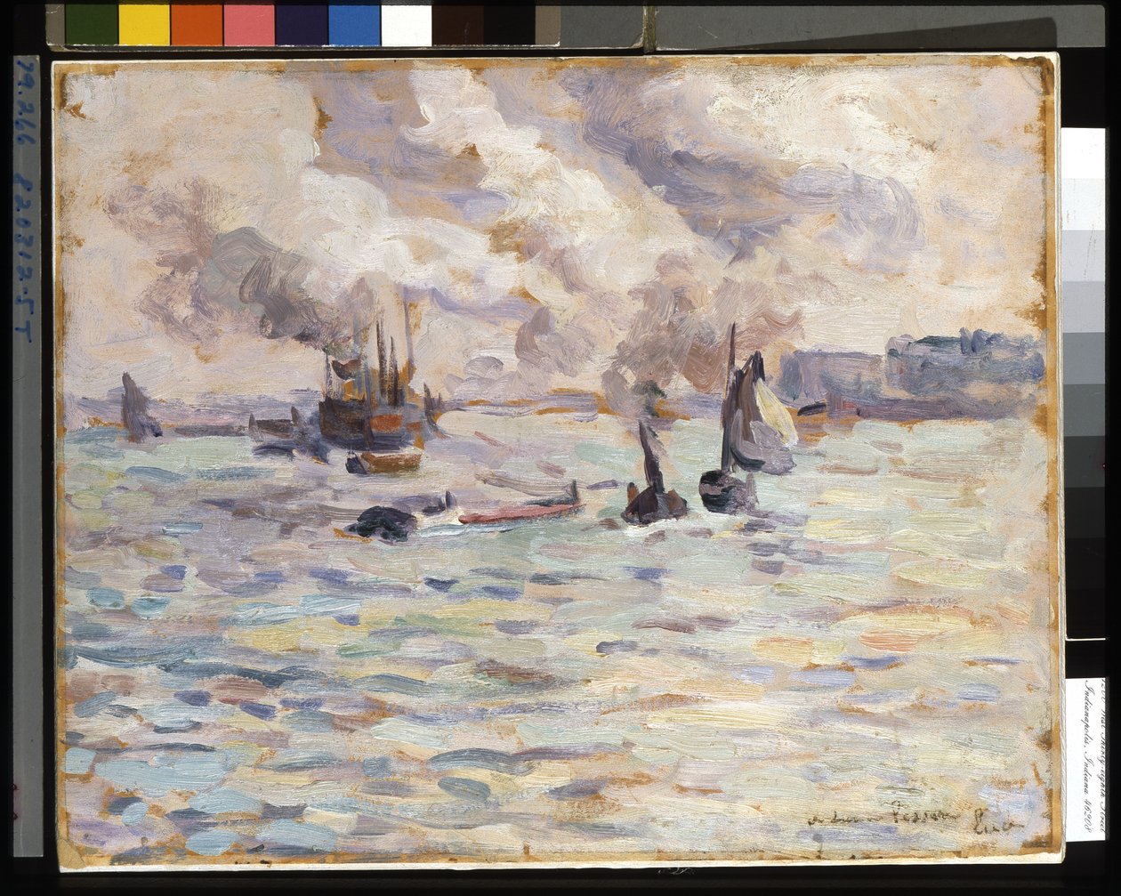 Haliç (L'Estuaire) (kartona monte edilmiş kağıt üzerine yağlı boya) by Francesco Vinea